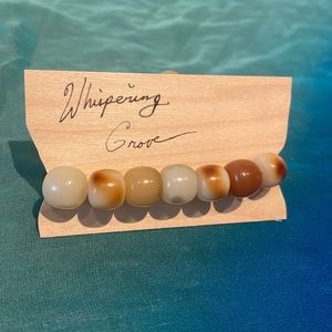 Large bodhi bracelet, green, brown, marshmellow and grey